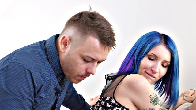 Keoki Star, the blue-haired courtesan, gets drilled hard and fast in her tight lingerie and high heels