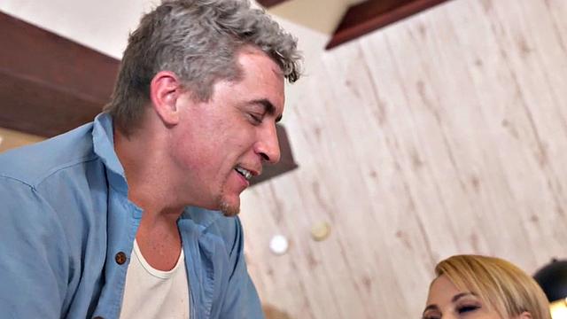 Big-boobed tattoo babe pussyfucked in hostel after BJ