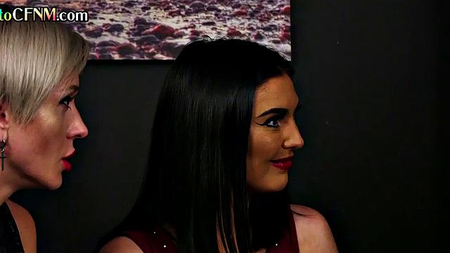 CFNM euro MILFs teasing blowjob and handjob to sub