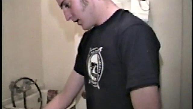 This scene effectively creates the illusion of what it would be like to sneak up on some dude beating off. Donatello spreads his porn magazine on the washer and gets down to business.