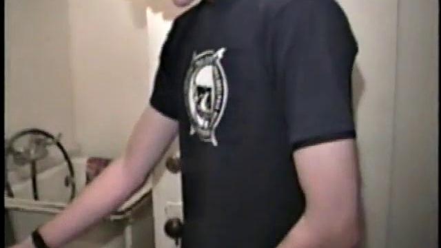 This scene effectively creates the illusion of what it would be like to sneak up on some dude beating off. Donatello spreads his porn magazine on the washer and gets down to business.