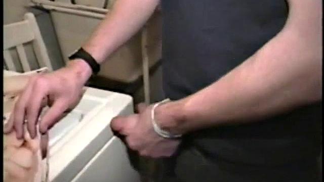 This scene effectively creates the illusion of what it would be like to sneak up on some dude beating off. Donatello spreads his porn magazine on the washer and gets down to business.