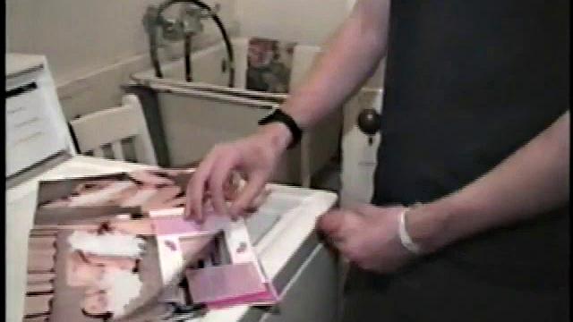 This scene effectively creates the illusion of what it would be like to sneak up on some dude beating off. Donatello spreads his porn magazine on the washer and gets down to business.