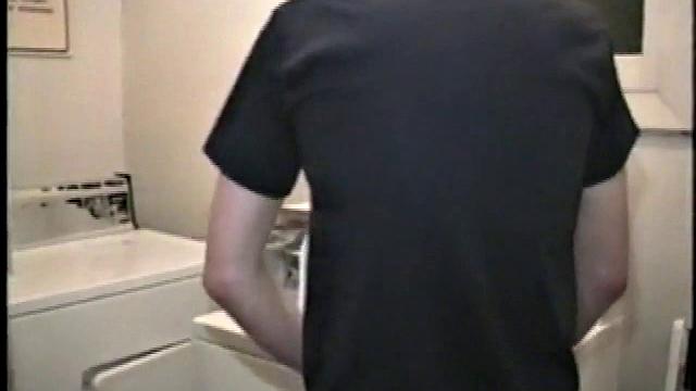 This scene effectively creates the illusion of what it would be like to sneak up on some dude beating off. Donatello spreads his porn magazine on the washer and gets down to business.