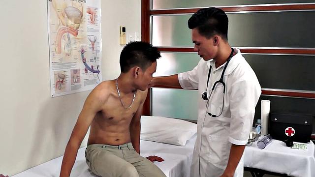 Skinny Asian twink analtoyed by doctor after oral