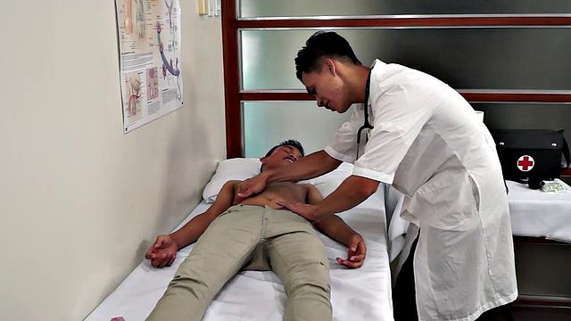 Skinny Asian twink analtoyed by doctor after oral