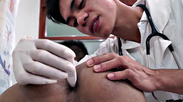 Skinny Asian twink analtoyed by doctor after oral