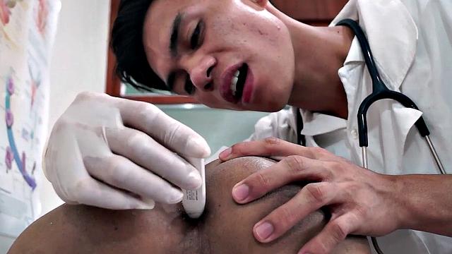 Skinny Asian twink analtoyed by doctor after oral