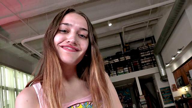 Teasing 21yo babe gets facial after wanking cock.