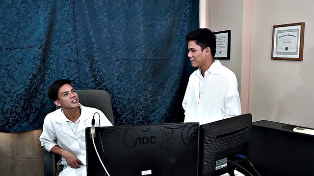 Pervy doctor anally fingering Asian