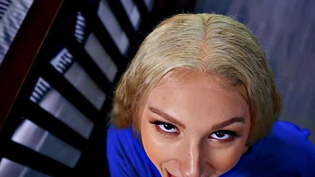 Blonde American babe with piercing loves getting dominated in hot POV action