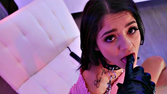 Choke and face-sitting lesbians teach sub to finger and scissor before kinky scissoring session