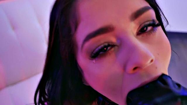 Choke and face-sitting lesbians teach sub to finger and scissor before kinky scissoring session