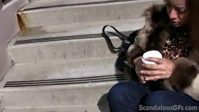 Hot Babe Kisses BF In Public And Rides Him