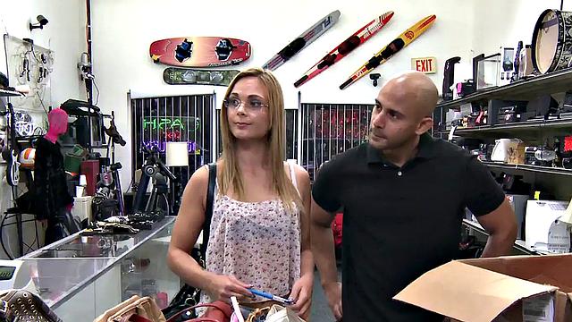 Pawnshop beauty drilled by big hard dick in room