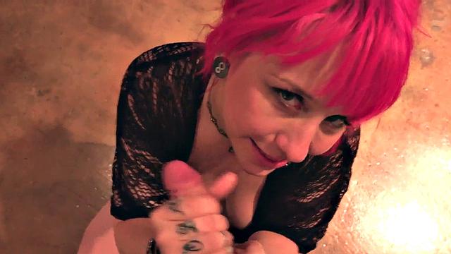 POV amateur pierced and tattooed slut deepthroats