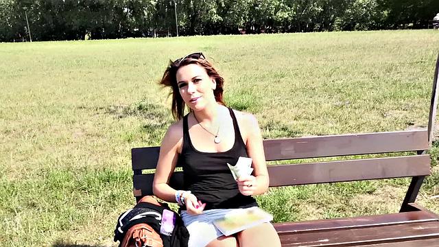 Bubble Butt Blonde Public Seduction: Tattooed slut gets fucked and handjobs in public