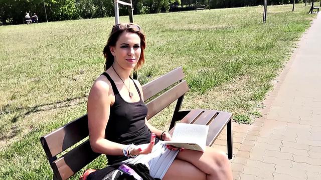 Bubble Butt Blonde Public Seduction: Tattooed slut gets fucked and handjobs in public