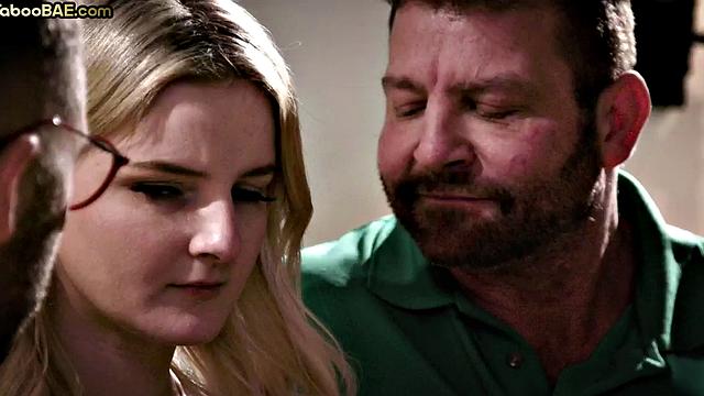 Busty taboo bae drilled while sucking in MMF 3some