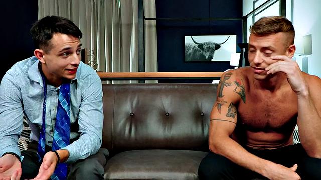 Muscular roommate anal licked by inked jock before sex