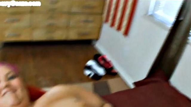 Oiled BBW amateur lady gets nailed in her shiny pussy