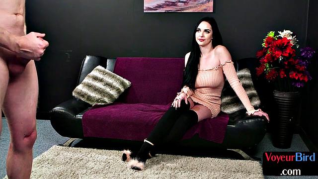 Seductive voyeur teasing man