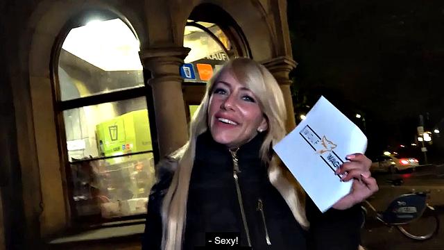 Public sex loving German MILF gives BJ