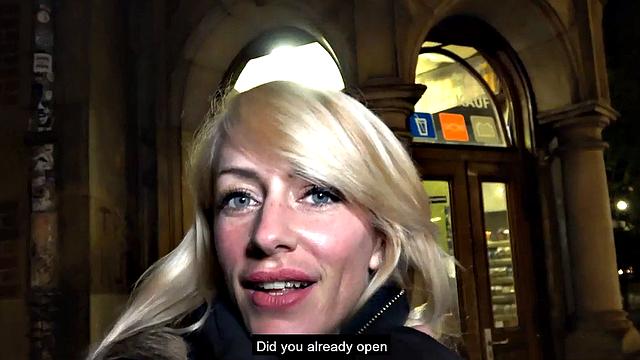 Public sex loving German MILF gives BJ