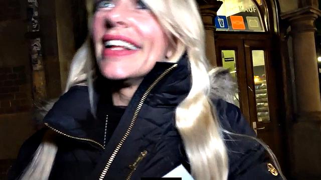 Public sex loving German MILF gives BJ