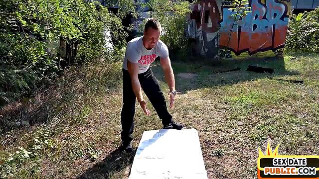 Public big blonde cougar doggyfucked