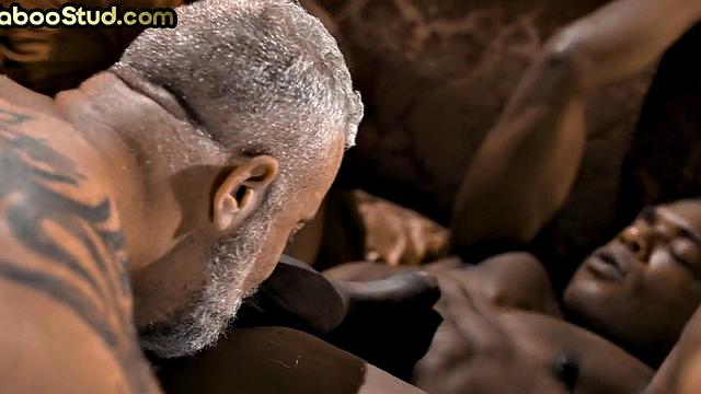 Hairy IR DILF enjoys stepson with Black stud