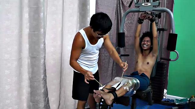 These ticklish boys just keep coming for a workout, and they surely get one! This time Asian cutie Idol gets restrained to the gym equipment for a wholesome tickle workout on every muscle of his twink body.
