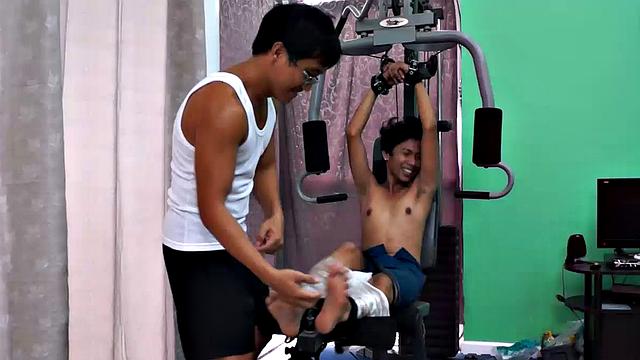 These ticklish boys just keep coming for a workout, and they surely get one! This time Asian cutie Idol gets restrained to the gym equipment for a wholesome tickle workout on every muscle of his twink body.