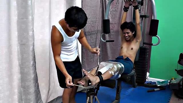These ticklish boys just keep coming for a workout, and they surely get one! This time Asian cutie Idol gets restrained to the gym equipment for a wholesome tickle workout on every muscle of his twink body.