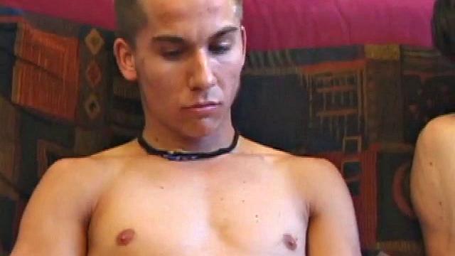 Brock Labelli and Kent Stryker jack off through open flies, then strip and Brock blows Kent, which turns into a sexy 69. With Kent relaxing on the couch, Brock goes to town on his buddy's cock.