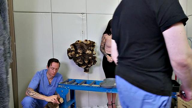 Mouth fucked submissive in threesome