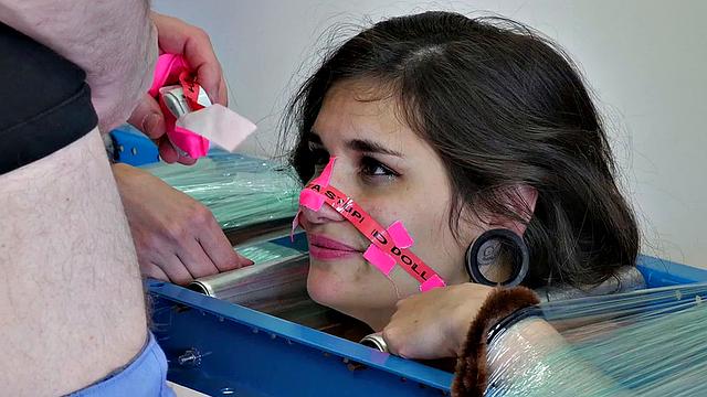 Mouth fucked submissive in threesome