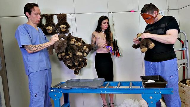 Mouth fucked submissive in threesome