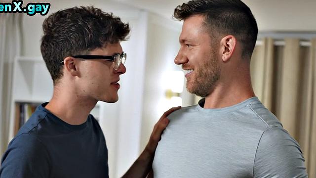 Manly DILF bareback fucks twink after cocksucking