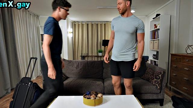 Manly DILF bareback fucks twink after cocksucking