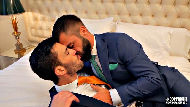 suited mentor seduces his eager apprentice and takes control in the office