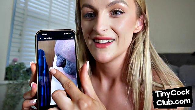 Nasty blonde dirty commenting small dick