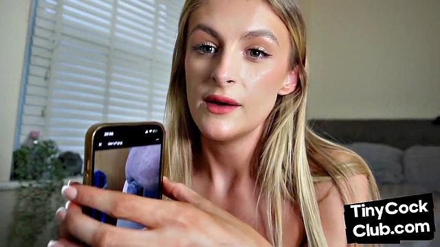 Nasty blonde dirty commenting small dick