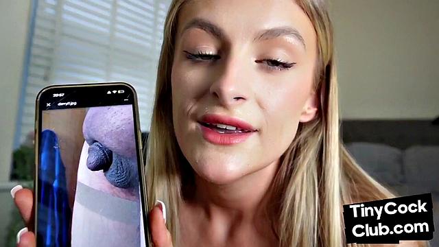 Nasty blonde dirty commenting small dick