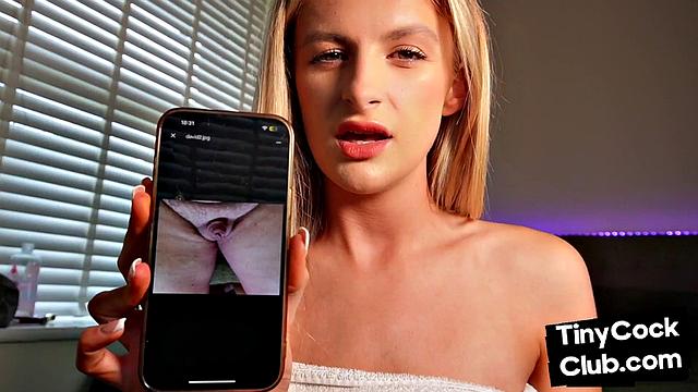 Nasty blonde dirty commenting small dick