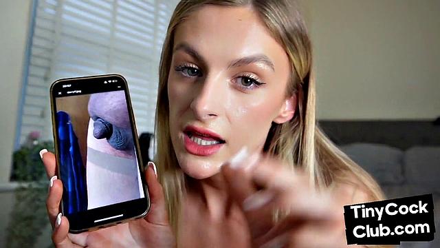 Nasty blonde dirty commenting small dick