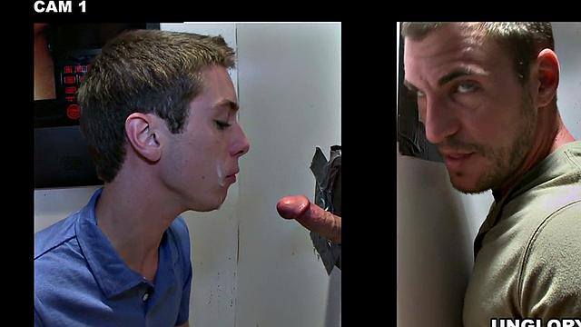 Straight amateur sucked at gloryhole by gay