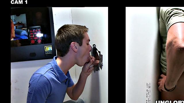 Straight amateur sucked at gloryhole by gay