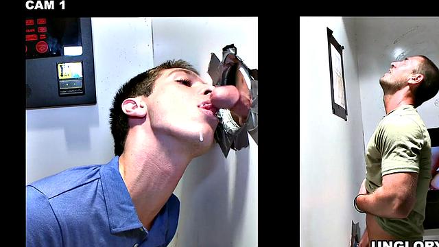Straight amateur sucked at gloryhole by gay
