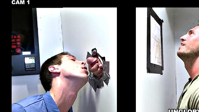 Straight amateur sucked at gloryhole by gay